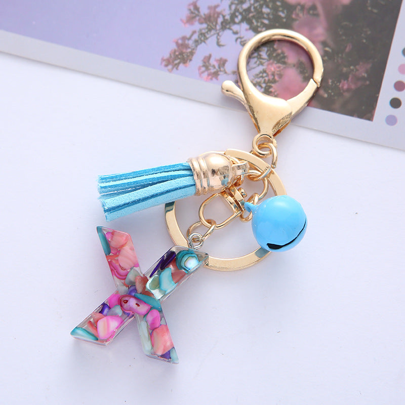 Wholesale English Alphabet Tassel Pendant Resin Drop Glue Keychains